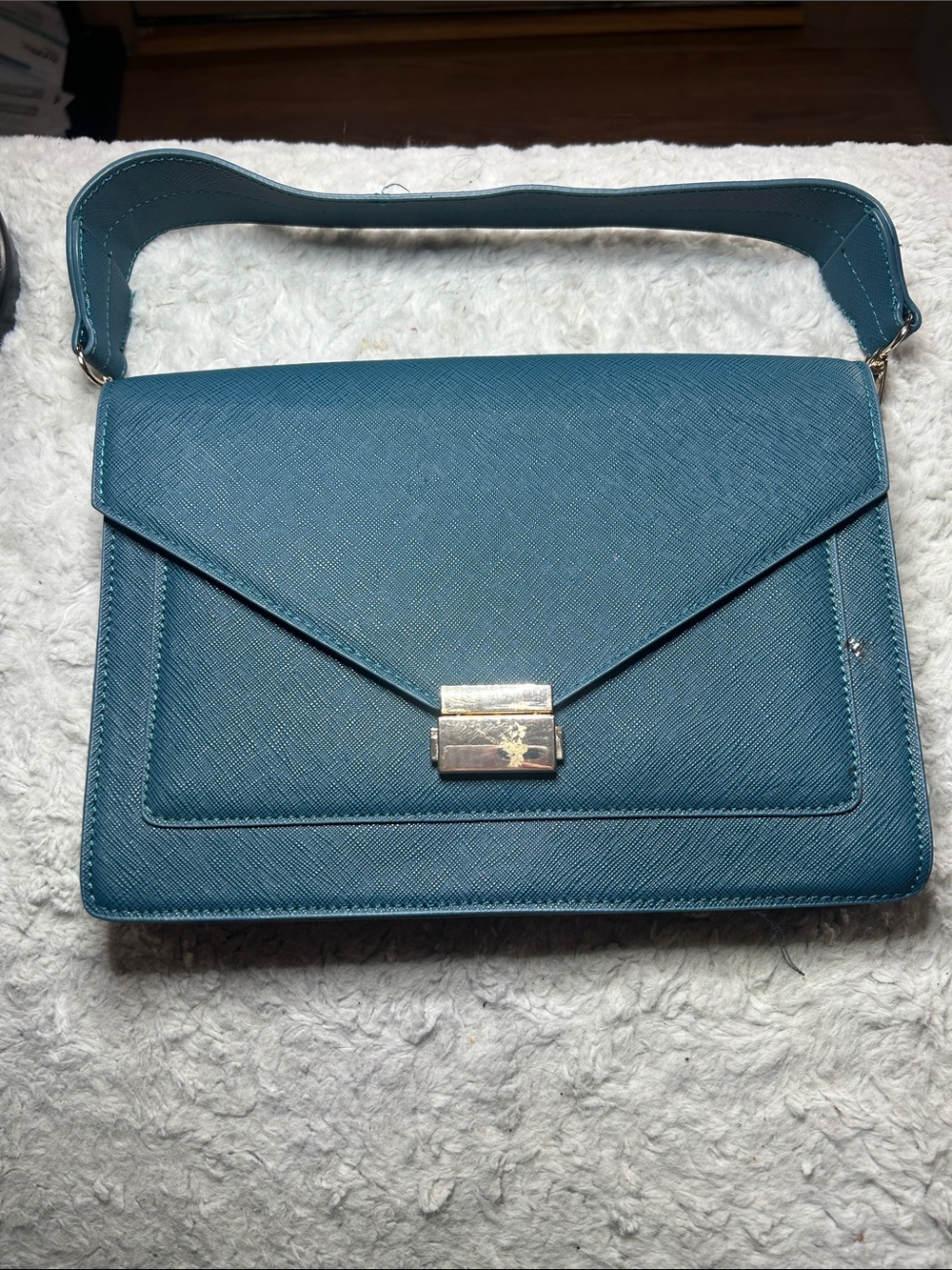 Classic Teal Envelope Shoulder Bag - Unbranded